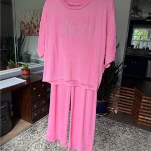 Juicy Couture Pink Rhinestone Logo Lounge Set - XL